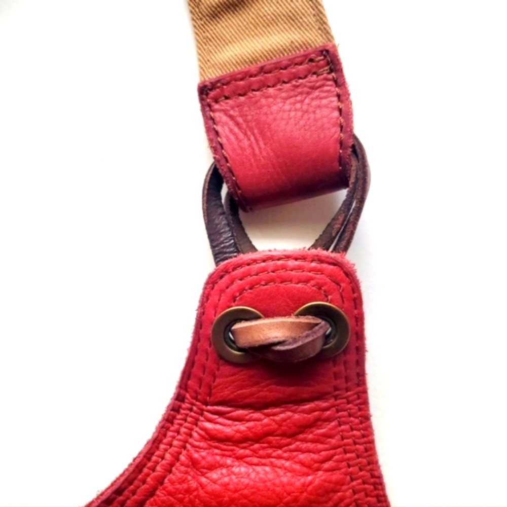 NWT Vintage Asymmetrical Leather Hobo Bag, LUCKY BRAND, Red - Picture 12 of 16